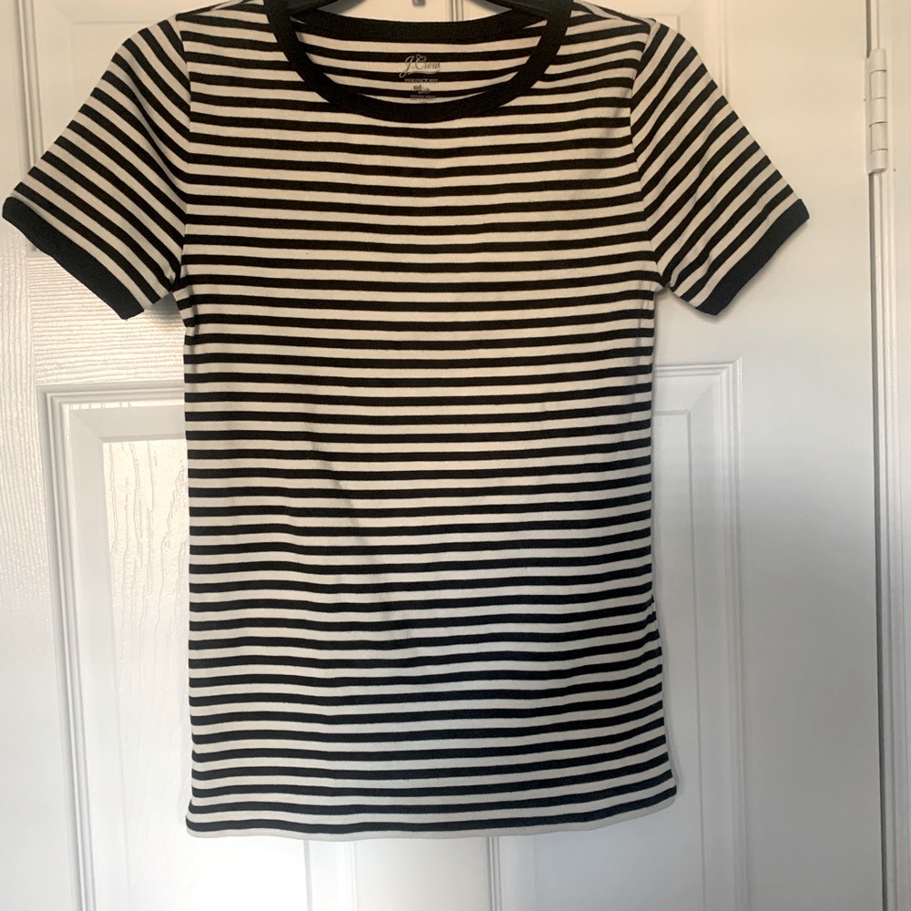 J. Crew Perfect Fit T shirt - Black and White Stripes - Small NWT
